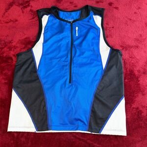 Sugoi Blast Tri Tank Womens XL Blue Black White 1/2 Zip Sleeveless Cycling Top